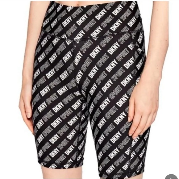 DKNY Sport Womens Logo Print High Waist Active Yoga Bike Shorts - Picture 7 of 16